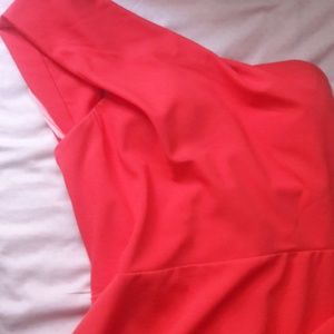 A long coral gown dress